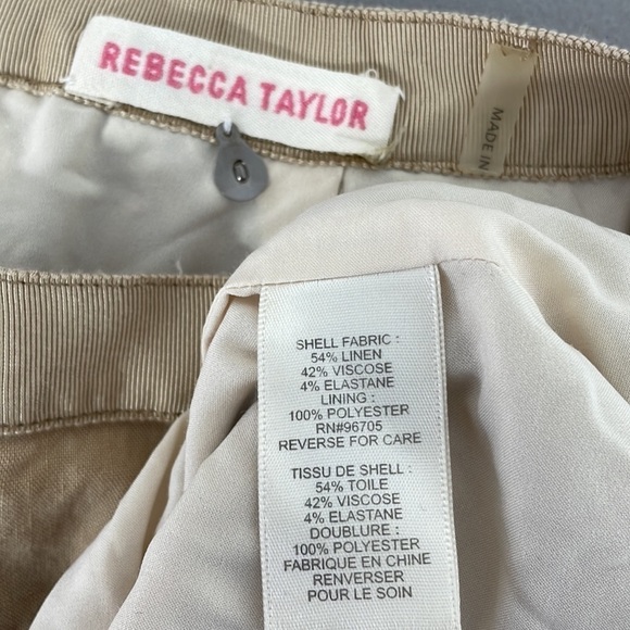 Rebecca Taylor Pencil Skirt Linen Tan Size 0 - Picture 10 of 13